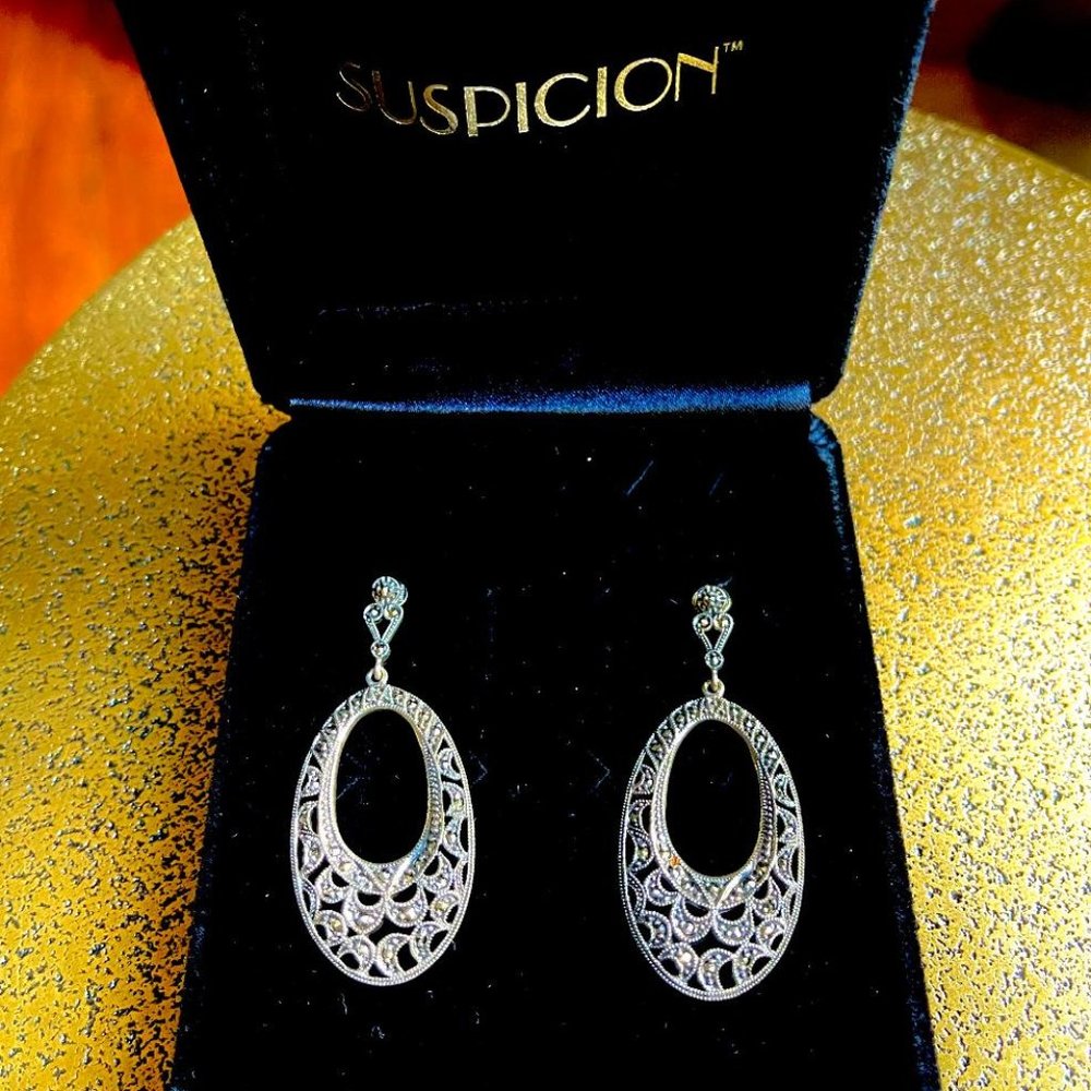 Suspicion® Marcasite Sterling Oval Earings